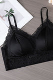 Lace Trim Satin Spaghetti Strap Bralette