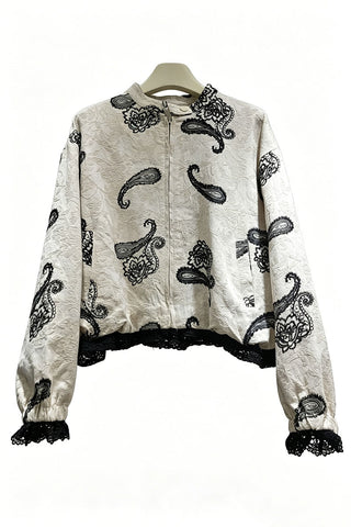 Paisley Lace Trim Cropped Jacket