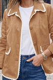 Scalloped Lace Trim Suede Jacket