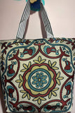 Floral Striped Handle Tote Bag