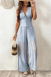 Lace-Up Sleeveless Wide-Leg Set