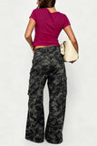 High-Waist Wide-Leg Cargo Casual Pants