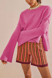 Bell Sleeve Crew Neck Knit Sweater
