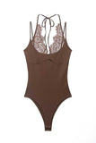 Lace Insert Tie-Back Sleeveless Bodysuit