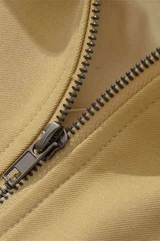Contrast Collar Zip-Front Structured Jacket