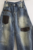 Studded Patch Pocket Barrel Jeans