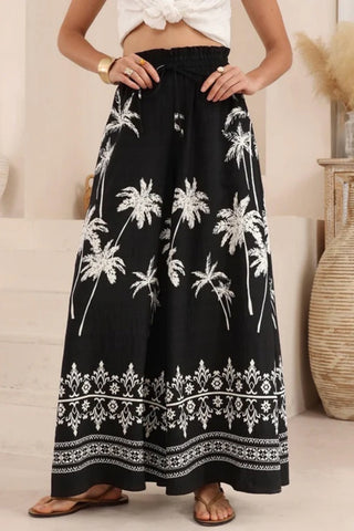 High-Waisted Printed Casual Pants