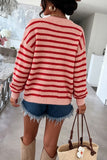 Striped Button-Front Knit Cardigan