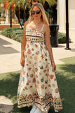 Square Neck Shell Print Maxi Casual Dress