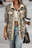 Leopard Print Ribbed Button-Front Shacket