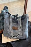 Faded Wash Tote Bag With Front Patch Pocket