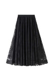 Floral Lace High-Waist A-Line Midi Skirt