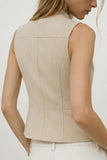 Military Button Zip Front Sleeveless Tank