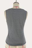 Striped Sleeveless Mock Neck Tank Top