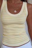 Striped Scoop Neck Ribbed Tank Top