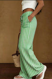 Striped Drawstring Wide-Leg Pants