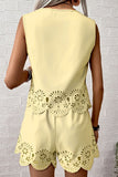 Sleeveless Eyelet Short Set