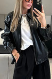 Zip-Up Collared Faux Leather Jacket