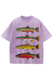 Fish Print Crew Neck Short Sleeve T-Shirt