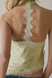 Lace Halter Tie-Front Tank