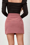 High-Waist Ribbed Button-Front Mini Skirt