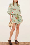 Striped Printed Shorts Set