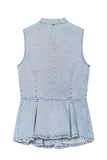Frog Closure Peplum Vest Top