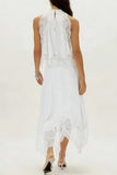 Elegant Lace Trim Skirt Set