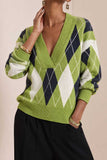 Argyle Knit V-Neck Sweater