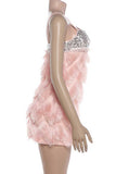 Sequin Band Feather Mini Casual Dress