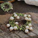 Floral Pearl Enamel Brooch