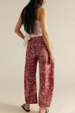 Paisley Print Wide Leg Casual Pants