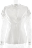 Lace-Trimmed Blazer with Statement Sleeves