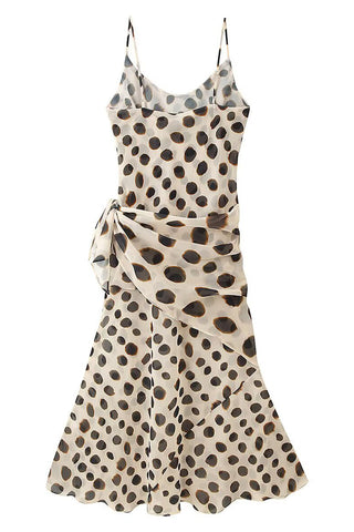 Polka Dot Spaghetti Strap Wrap Midi Dress