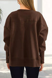 Crew Neck Side Slit Sweatshirt