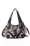 Animal Print Hobo Bag with Hardware