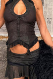 Halter Neck Skirt Set with Asymmetrical Hem
