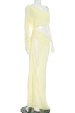 One-Shoulder Cutout Maxi Casual Dress