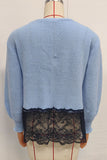 Lace Hem V-Neck Button Front Cardigan