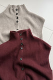 Collared Ribbed Knit Button-Front Vest