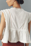 Lace-Trimmed Sleeveless Ruffle Top