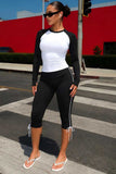 Raglan Sleeve Side-Tie Capri Pants Set