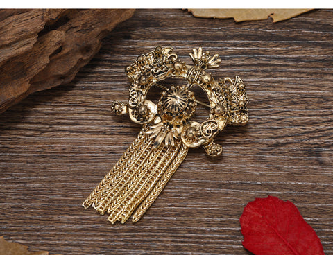 Vintage Floral Tassel Brooch