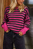 Striped Crew Neck Drop Shoulder Sweater