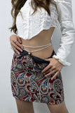Paisley Jacquard Bodycon Mini Skirt