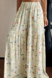 Floral Print Tiered Wide-Leg Pants