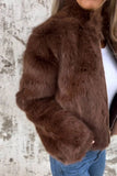 Faux Fur Zip-Front Collared Coat