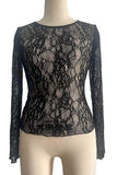 Sheer Lace Long Sleeve Crop Top