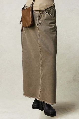 High-Waist Denim Maxi Skirt