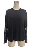 Lace Sleeve Open Back Long Sleeve Top